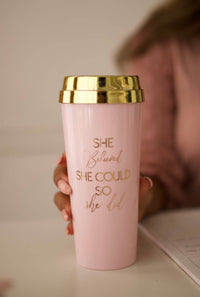 She Believed She Could Travel Mug: Pink