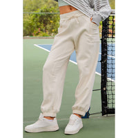 FLEECED TERRY FLOW JOGGER PANTS: Peach Pink / S-M-L(2-2-2)