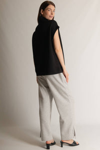 P. CILL Butter Modal Mock Neck Capped Sleeve Top: Black, Taupe  or Navy