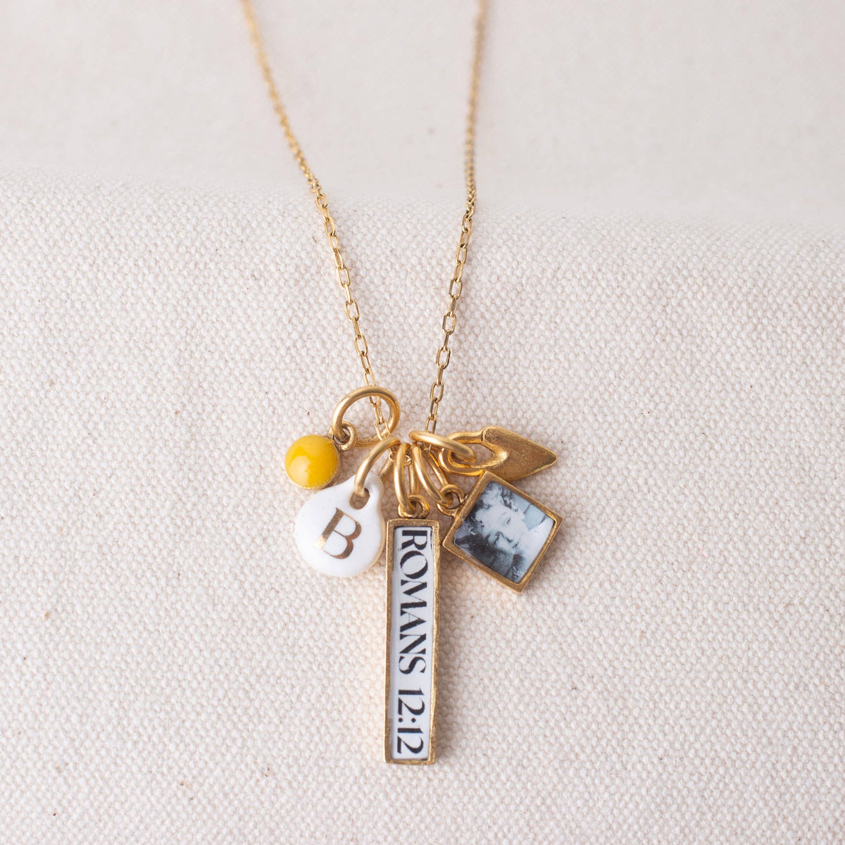 Custom Personalized Square Photo Artwork Logo Charms: Antique Gold / Small