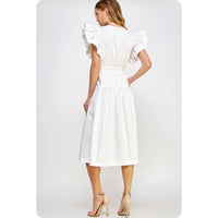 Francine Flutter Sleeve Poplin Midi Dress: Multiple colors