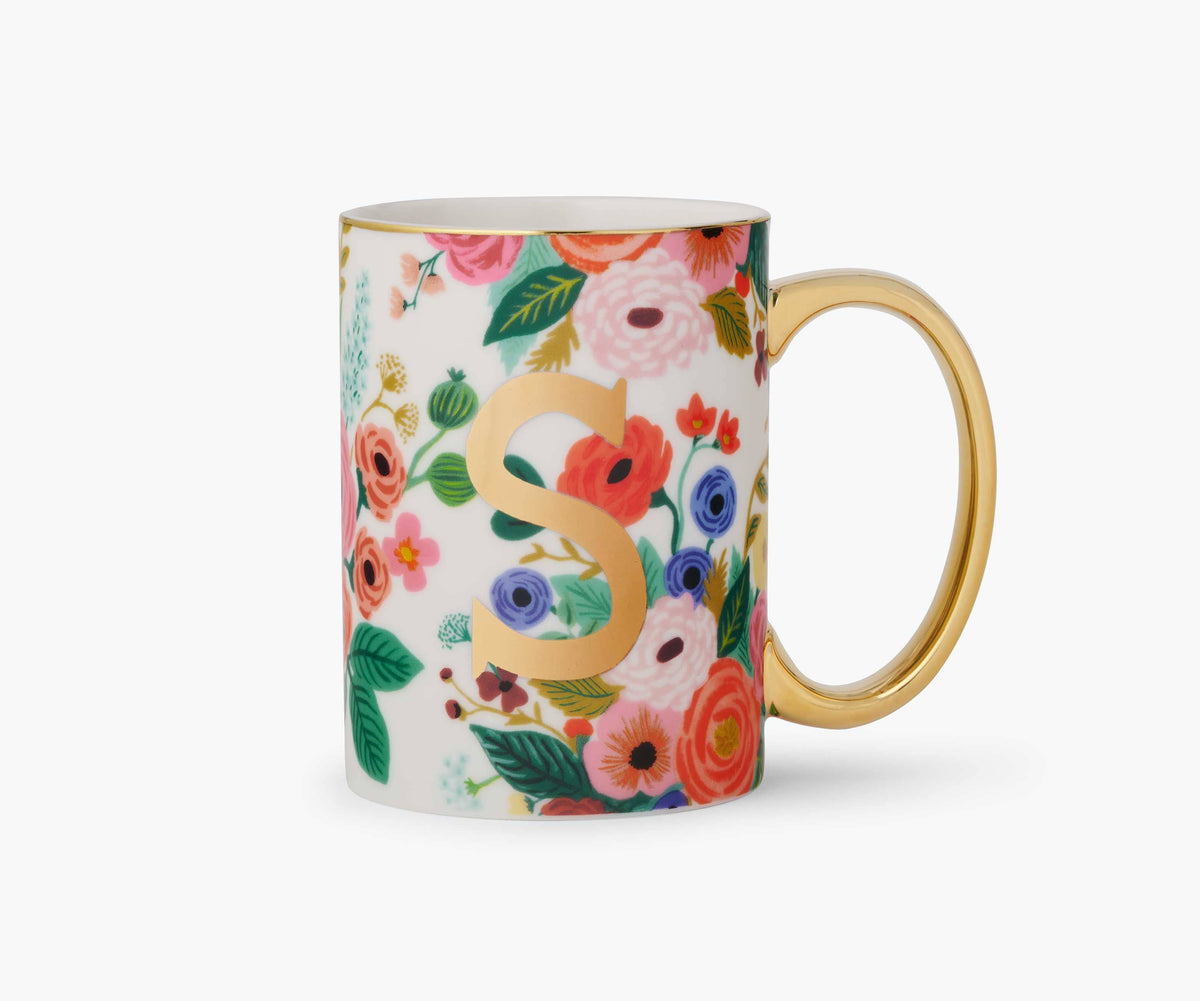 Garden Party Porcelain Monogram Initial Mug