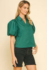 BUBBLE SLEEVE BLOUSE TOP - 5707TB: FAIRY RED / S