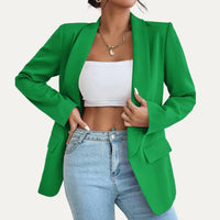 Timeless Solid Color Long Sleeve Open-Front Blazer