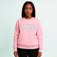 AKA Greek Gear M Pink Embroidered Crew Sweatshirt