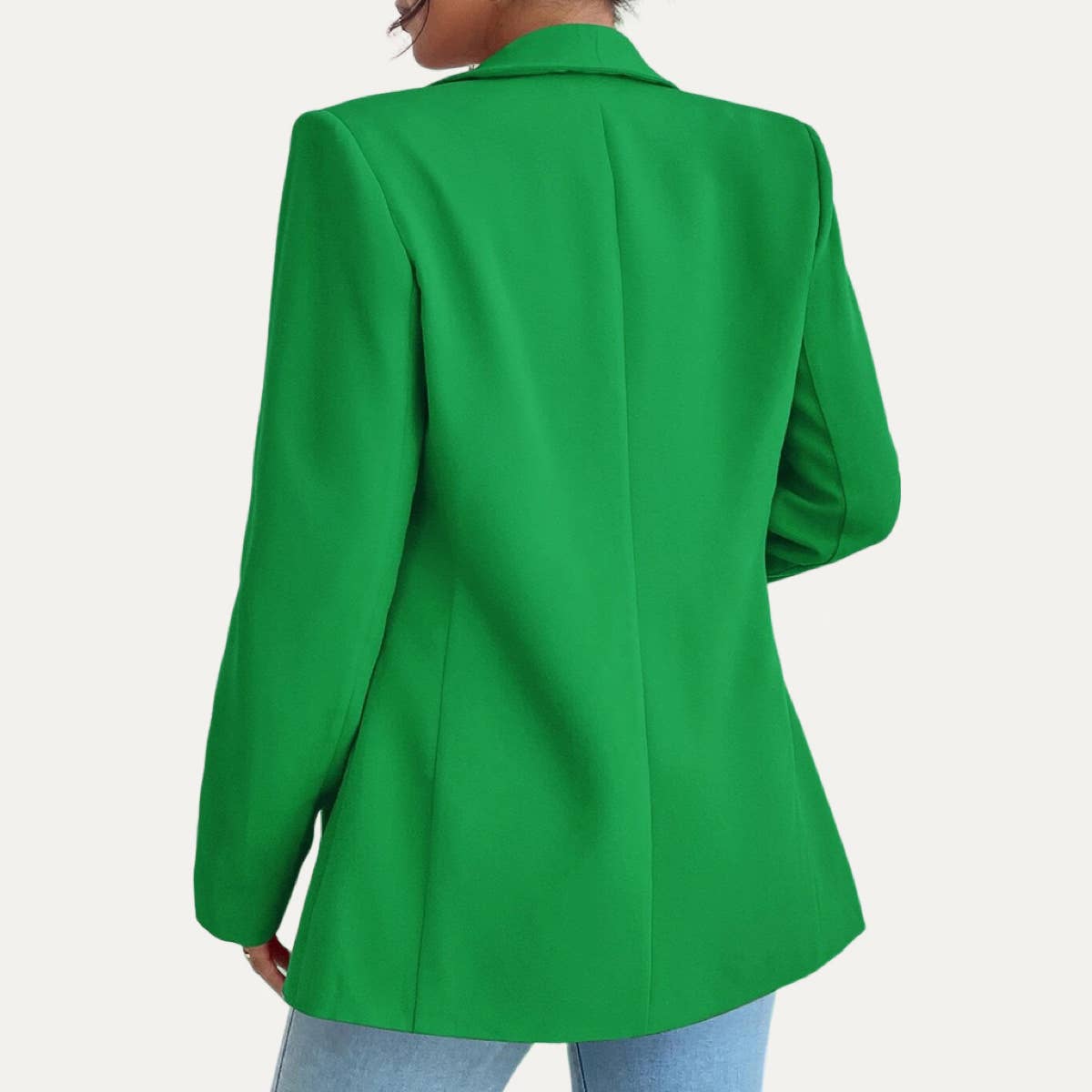 Timeless Solid Color Long Sleeve Open-Front Blazer