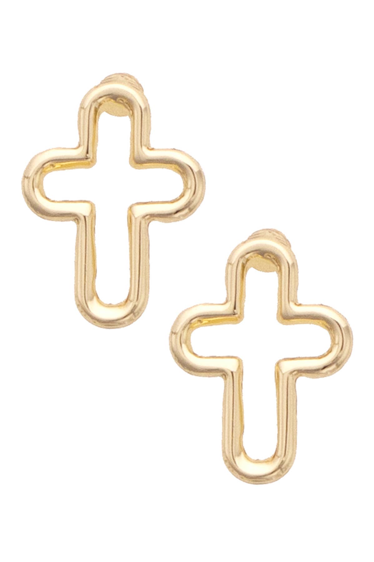 Foster Open Cross Stud Earrings in Shiny Gold
