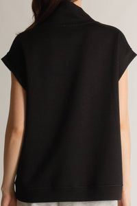 P. CILL Butter Modal Mock Neck Capped Sleeve Top: Black, Taupe  or Navy