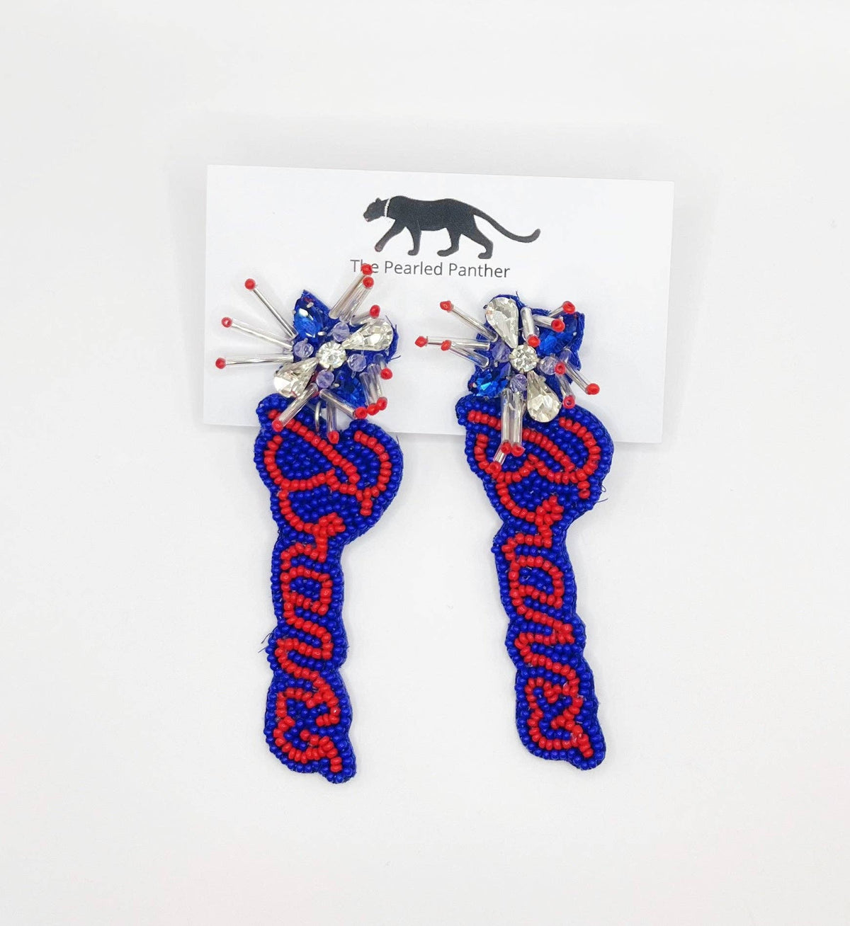 Atlanta Braves Baseball, Beaded Statement Earrings