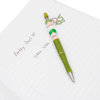 AKA Sorority Bling Bead and Charm Green Pen: Pink and Green