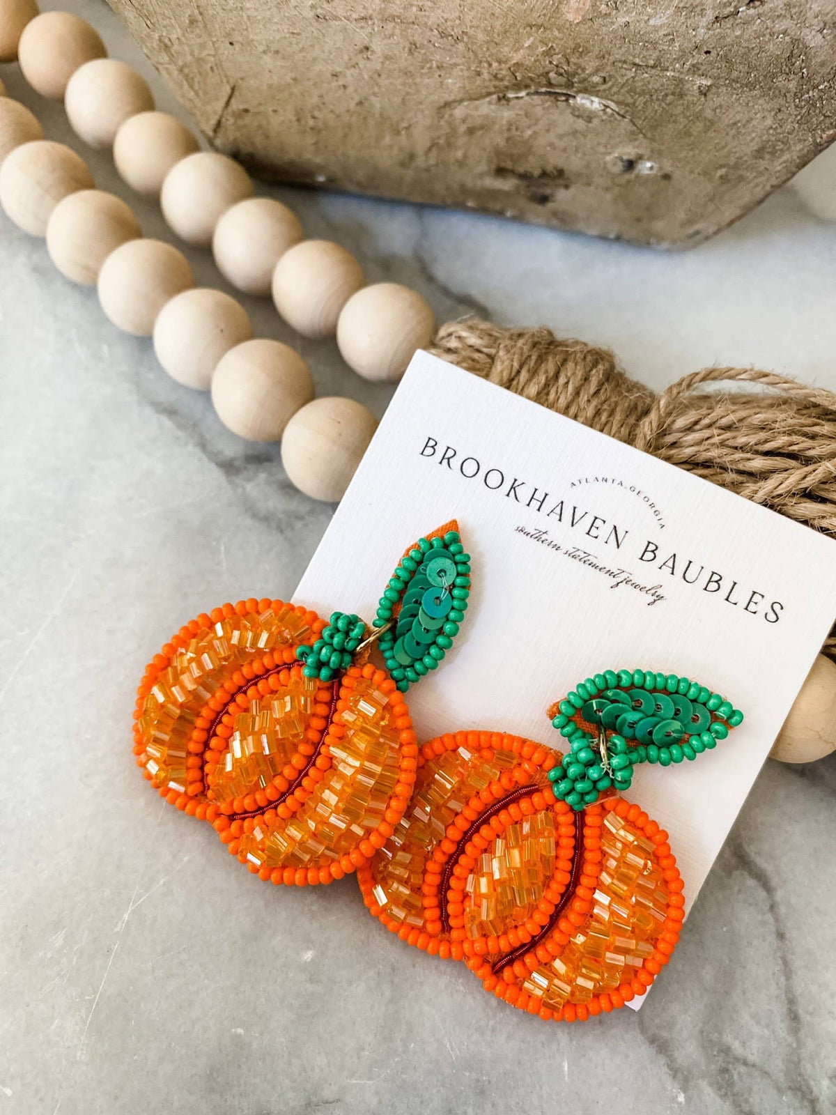 Pumpkin Beaded Southern Statement Earrings