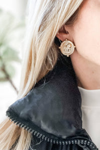 Georgia UGA Bulldog vintage gold signet coin Earrings 