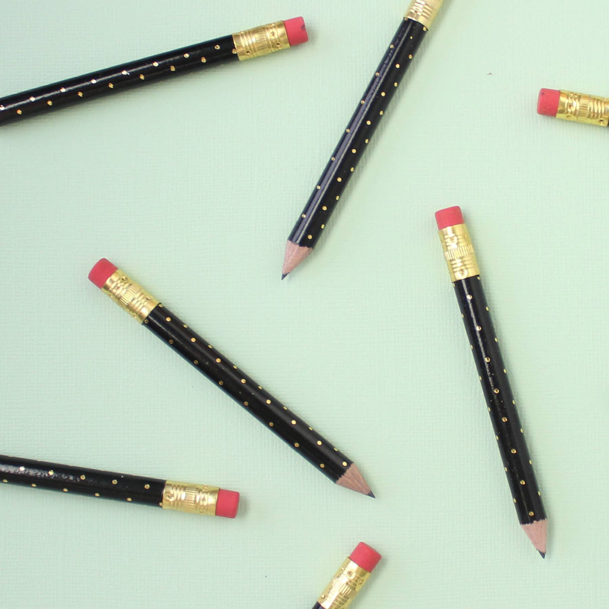 Mini Pencils - Gold Dot/Black