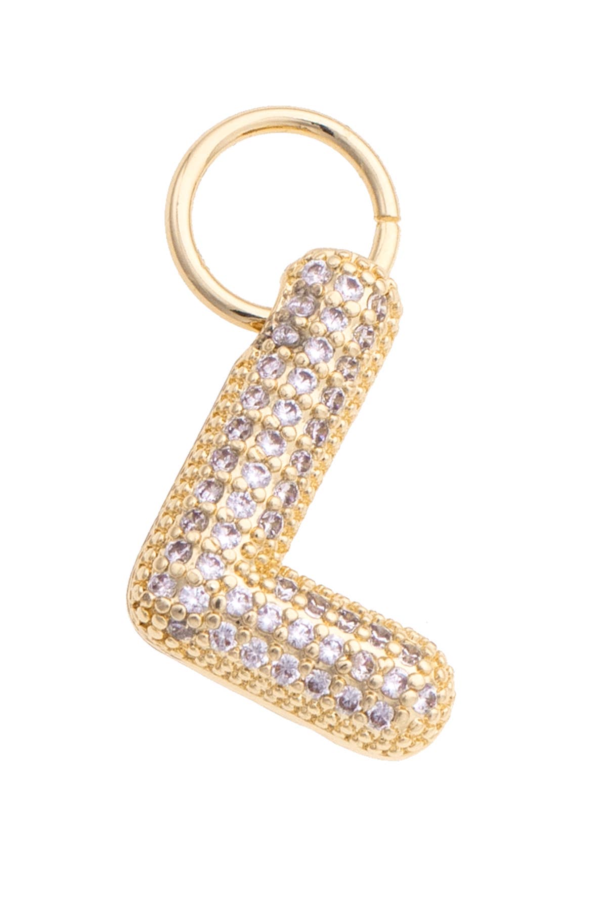 Canvas Style Charm Bar Letter Pave Initial Charm in Shiny Gold