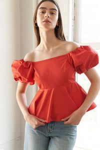 Vicki off the Shoulder Orange top