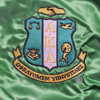 AKA Greek Apparel Cropped Satin Varsity Jacket