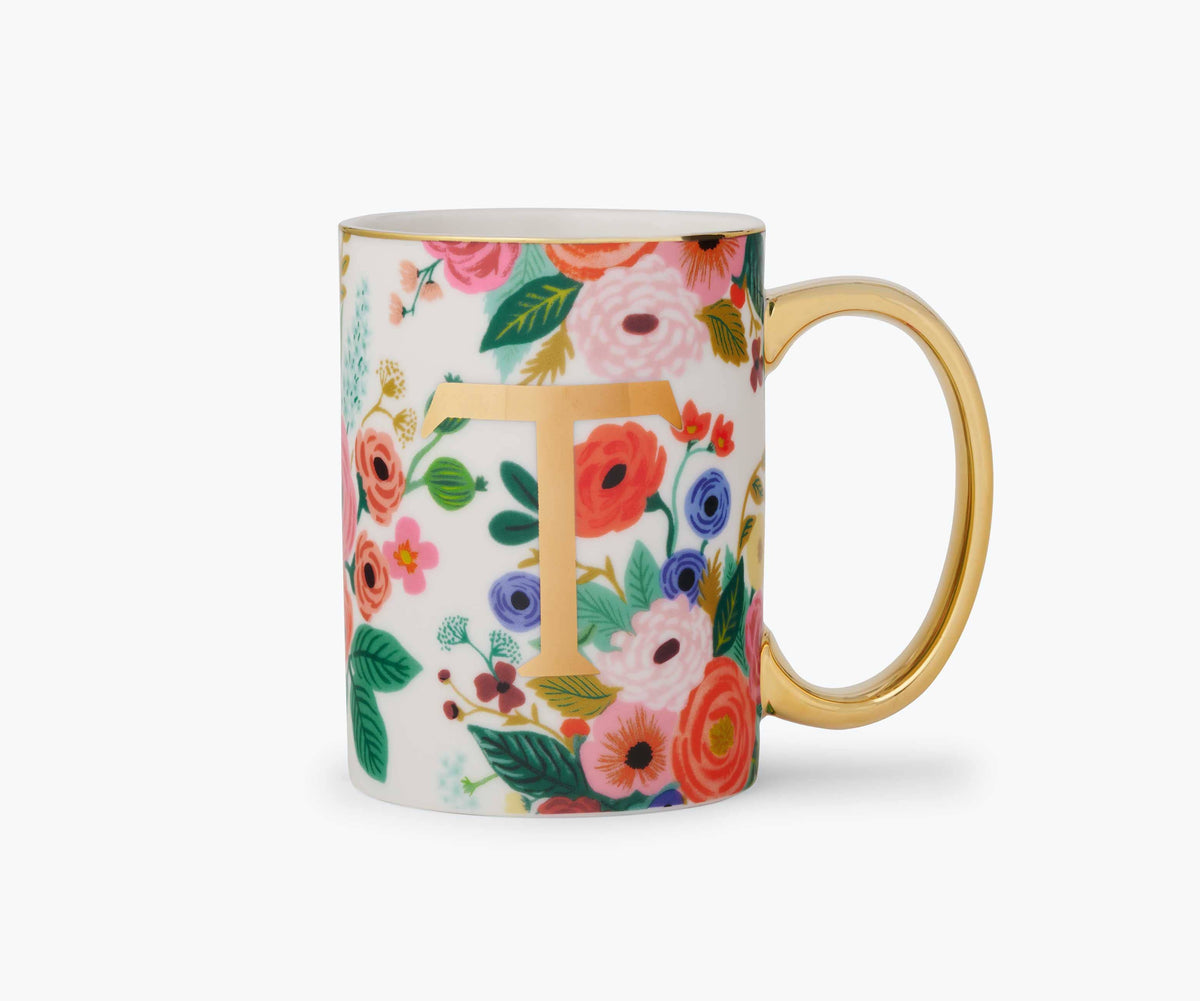 Garden Party Porcelain Monogram Initial Mug