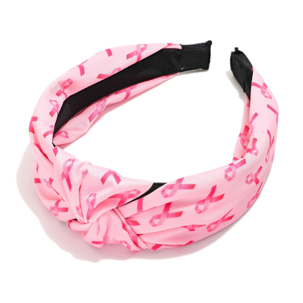 Breast Cancer Awareness Pink Ribbon Print Knotted Headband