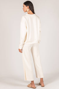 P. CILL Butter Modal Side Binding Wide Leg Pants: Black