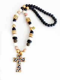 Cross Necklaces: Black Dot