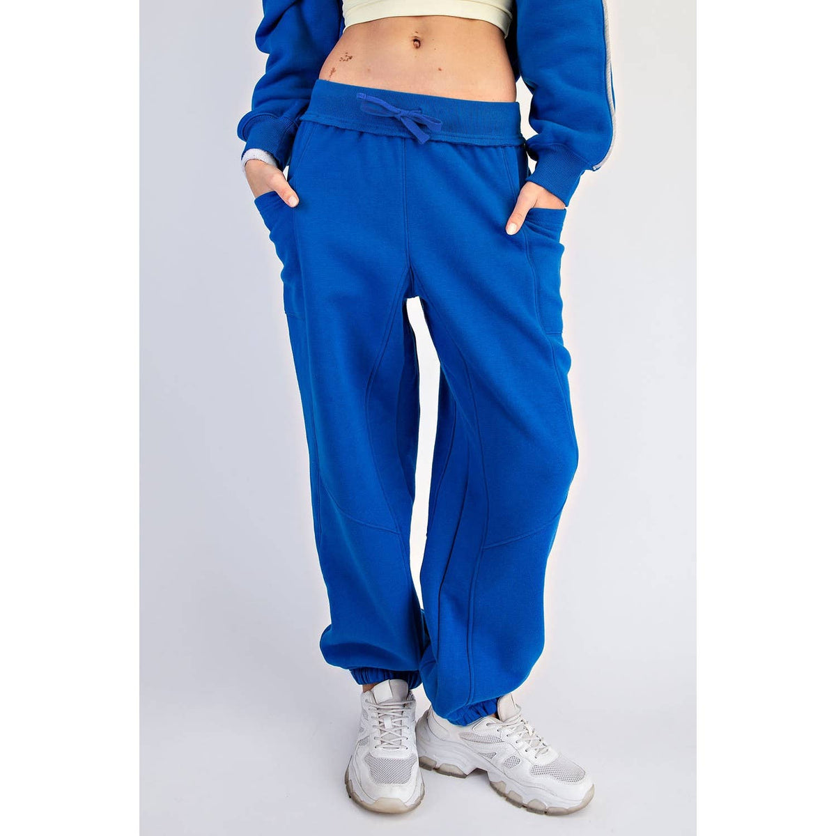 FLEECED TERRY FLOW JOGGER PANTS: Peach Pink / S-M-L(2-2-2)