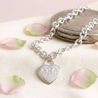 AKA Silver 1908 Legacy Heart Lock Chain Necklace: Silver / Rhodium / 18 inches