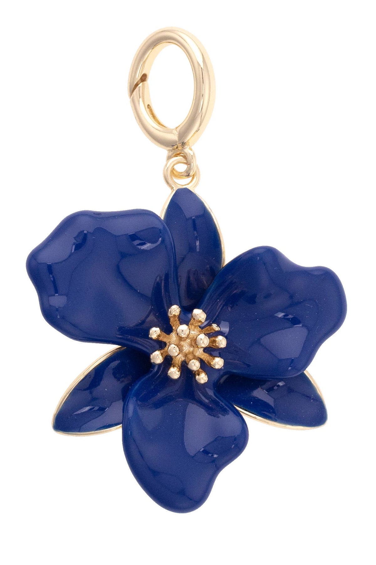 Canvas Style Charm Bar-Flower Enamel Pendant Charm in Navy