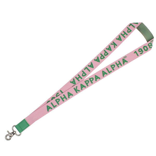 AKA Pink Canvas Lanyard ID Badge Clip Women: Color: Pink / Plating: Rhodium / Size: 38 x 1 inches
