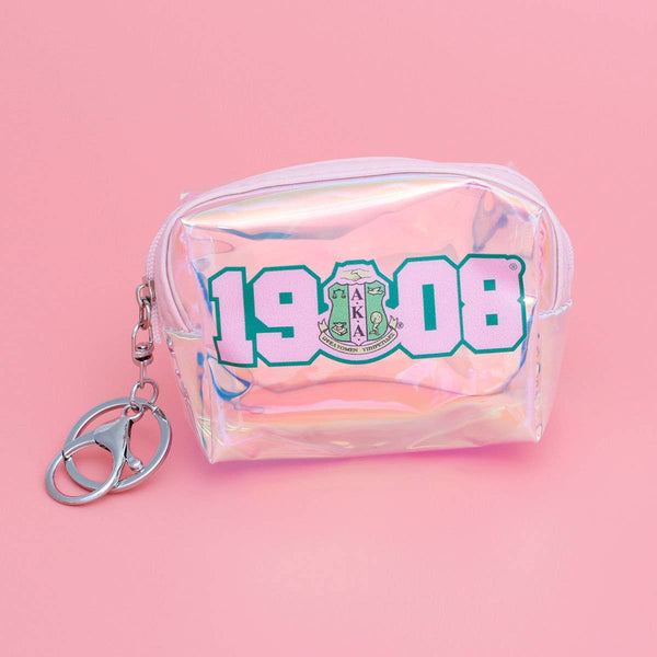 AKA Sorority Iridescent Zipper Pouch Keychain Clip