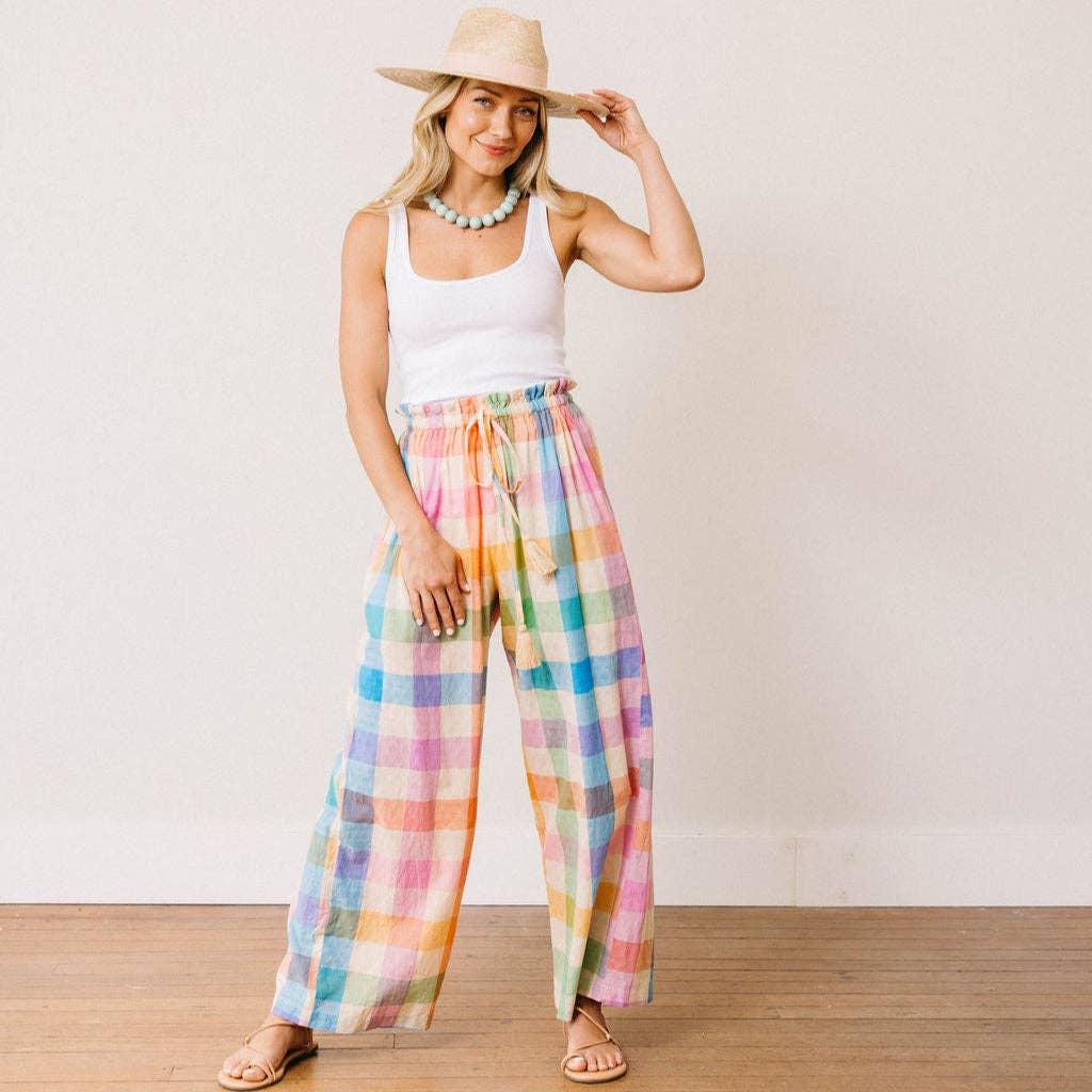 Rainbow Plaid Daphne Pant: S