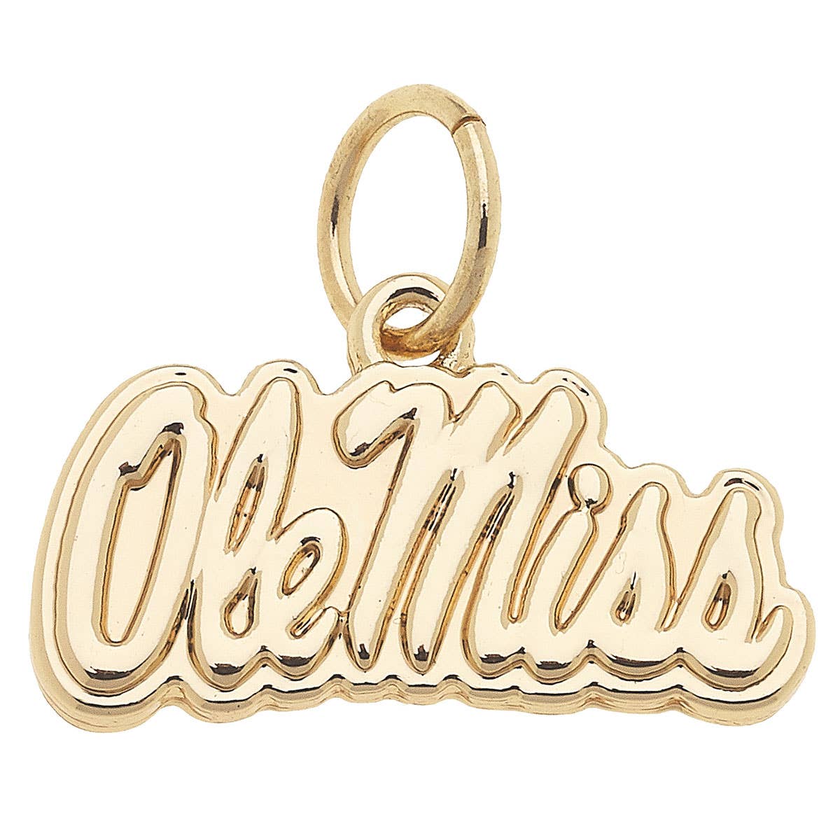 CANVAS STYLE CHARM BAR-Ole Miss Rebels Shiny Gold Logo Charm