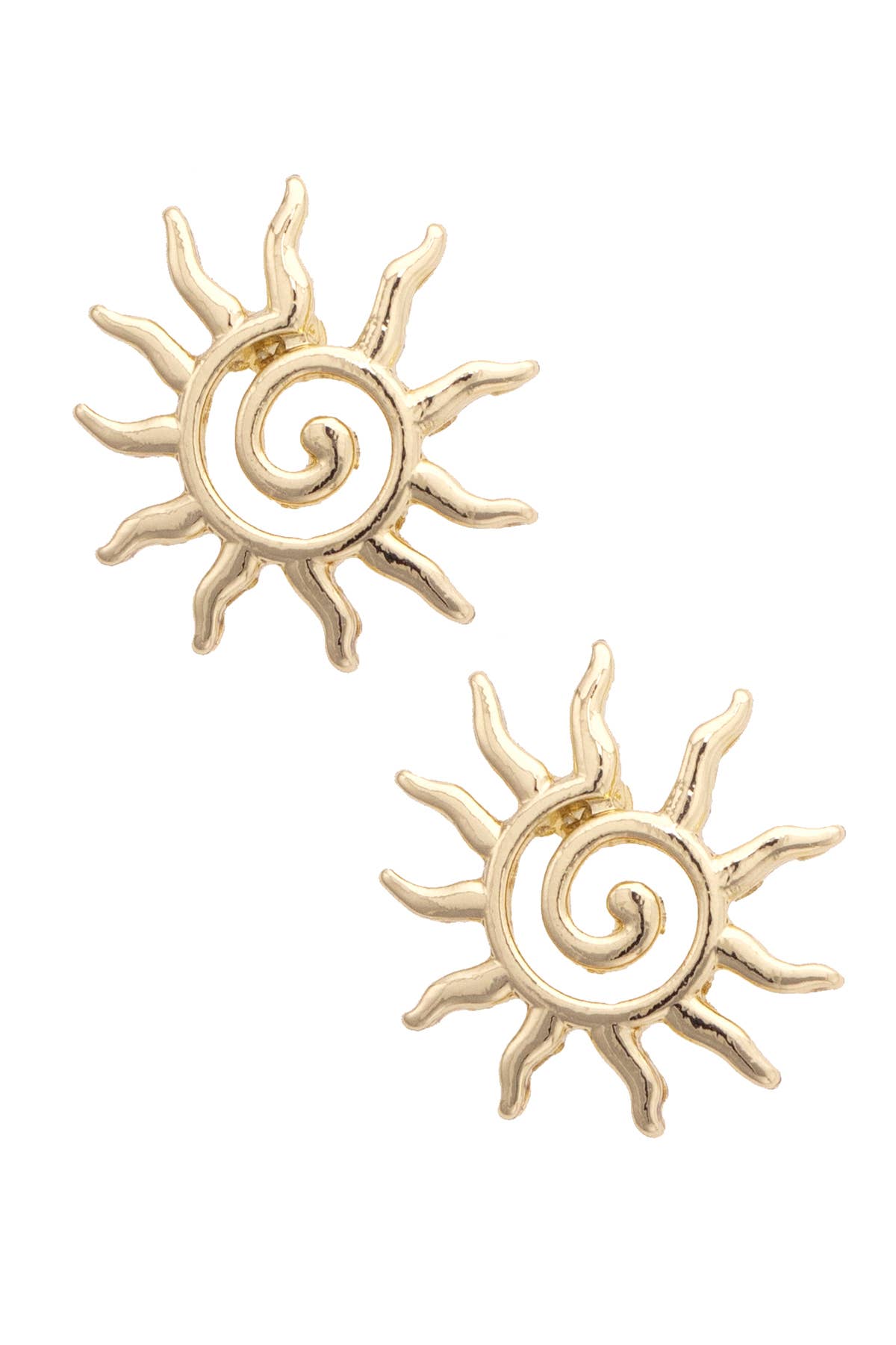 Spiral Sun Stud Earrings in Shiny Gold