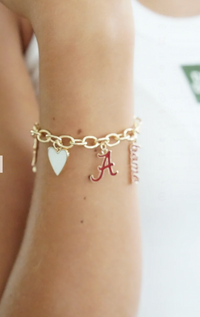 Canvas Style Charm Bar-Alabama Crimson Tide Enamel Icons Charm Bracelet
