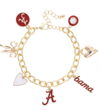 Canvas Style Charm Bar-Alabama Crimson Tide Enamel Icons Charm Bracelet