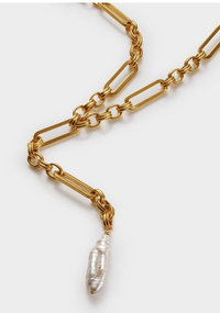 Allure Waterproof Gold Pearl Lariat Necklace