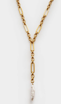 Allure Waterproof Gold Pearl Lariat Necklace