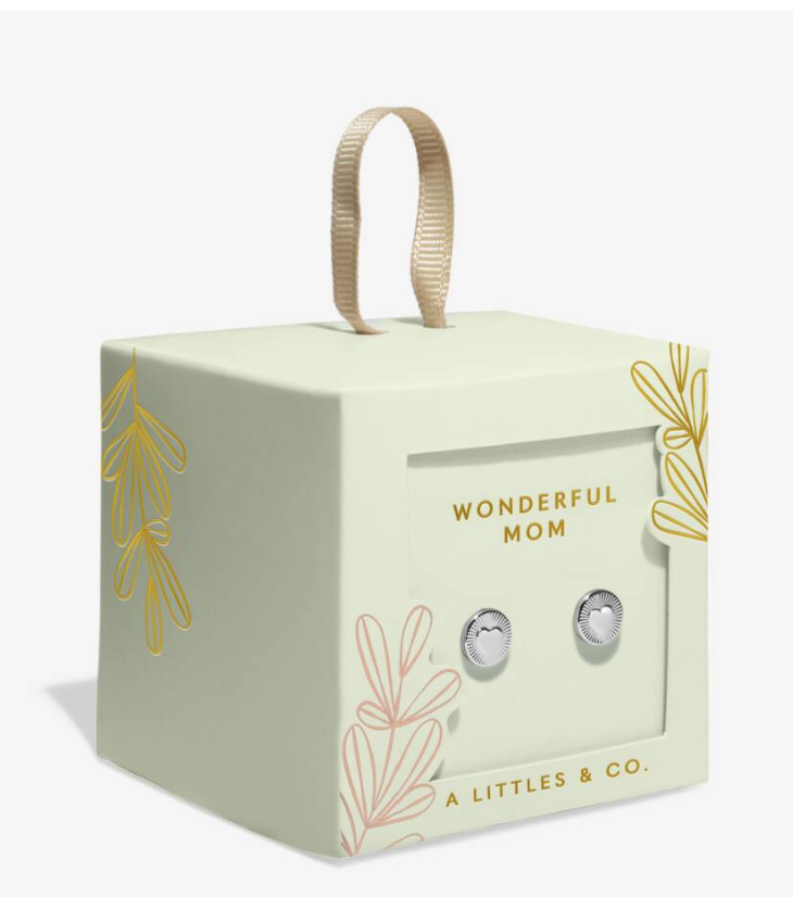 Mother's Day Earring Box 'Wonderful Mom' Stud Earrings