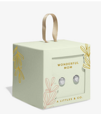 Mother's Day Earring Box 'Wonderful Mom' Stud Earrings