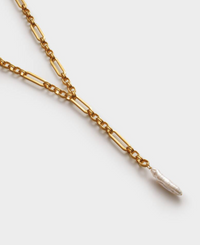 Allure Waterproof Gold Pearl Lariat Necklace