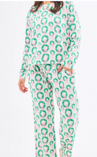 Pink and Green Rosy Wreaths - Annie Pajama Set