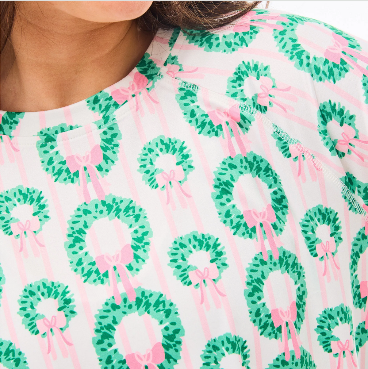Pink and Green Rosy Wreaths - Annie Pajama Set
