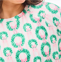 Pink and Green Rosy Wreaths - Annie Pajama Set