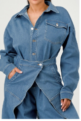 Athena Denim Belted Wide-leg Jumpsuit