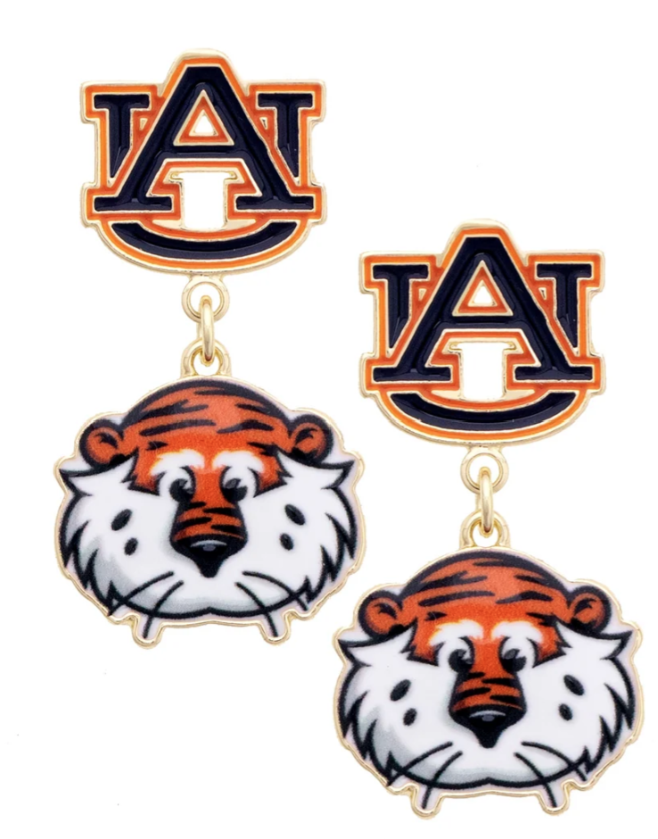 Canvas Style Charm Bar- Auburn Tigers Enamel Drop Earrings