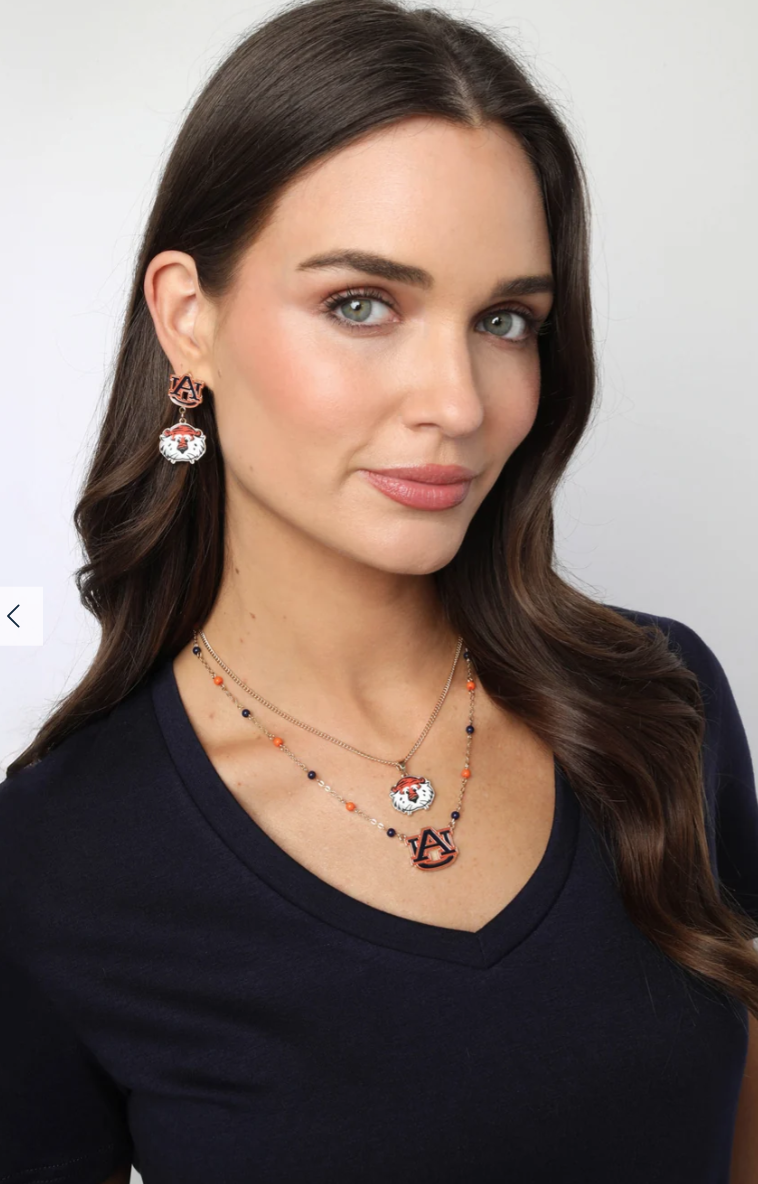 Canvas Style Charm Bar- Auburn Tigers Enamel Drop Earrings