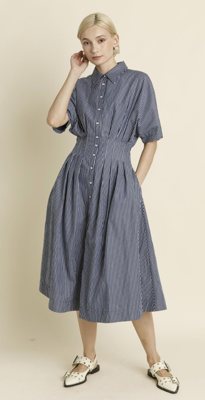 Kori BUTTON FRONT PLEATED MIDI SHIRT DRESS