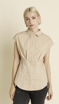 Evelyn Pleated Cap Sleeve Blouse