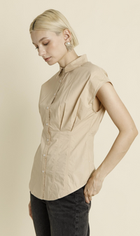Evelyn Pleated Cap Sleeve Blouse