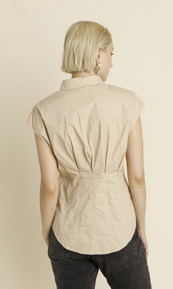 Evelyn Pleated Cap Sleeve Blouse