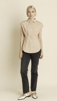 Evelyn Pleated Cap Sleeve Blouse